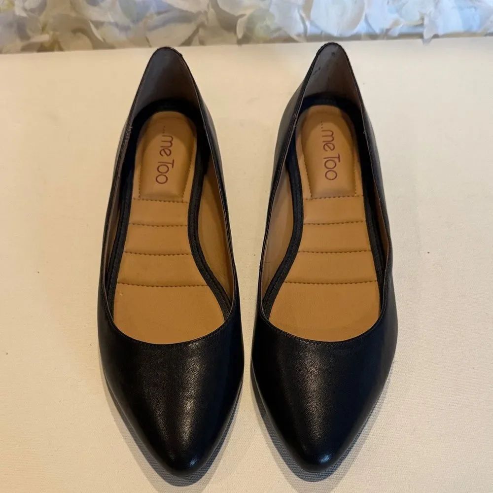 me too Black Pointed-Toe Slip-On Flats with Padded Insole